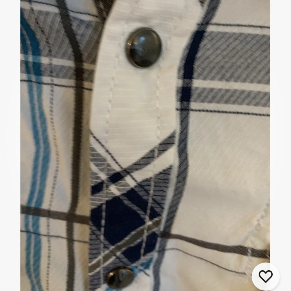 BKE Shirt Men’s Blue White L Athletic Fit Plaid Short Sleeve Pearl Snap Western - Picture 6 of 11